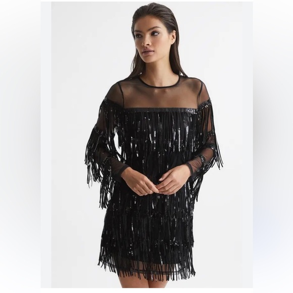 Reiss Dresses & Skirts - REISS‎ Josephine Sequin Fringe Dress In Black